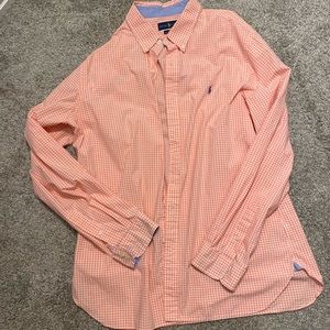 Polo Ralph Lauren XL men’s orange and white dress shirt slim fit 100% cotton str